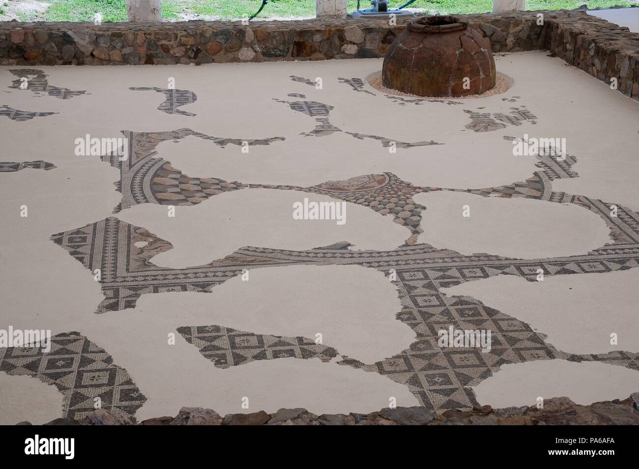 Mosaïques romaines, 1er siècle avant J.-C., dans la Villa romaine de Torre Llauder ou pouvez Llauder, Mataró, Barcelone, Catalogne, Espagne. Banque D'Images