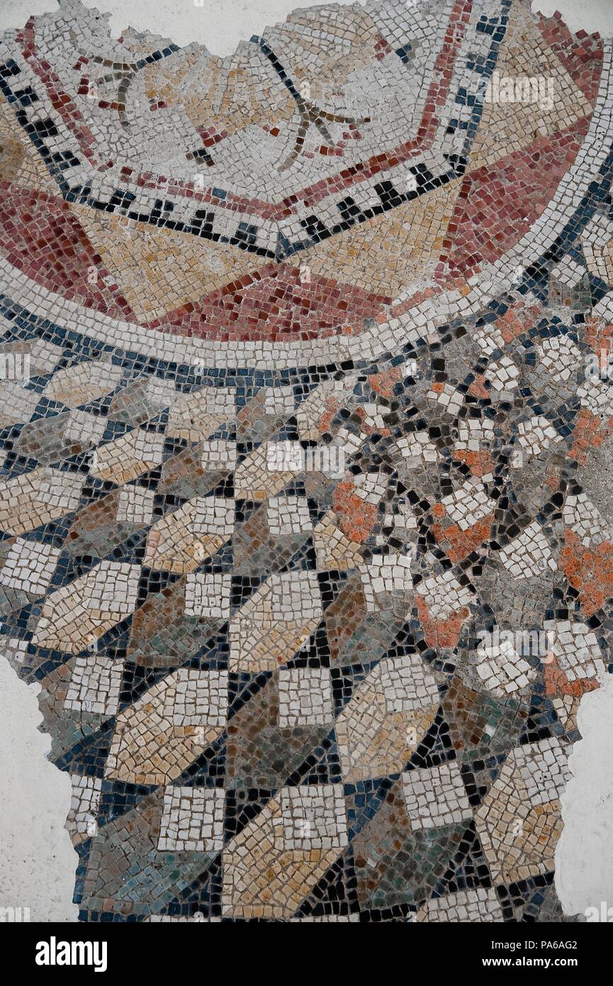 Mosaïques romaines, 1er siècle avant J.-C., dans la Villa romaine de Torre Llauder ou pouvez Llauder, Mataró, Barcelone, Catalogne, Espagne. Banque D'Images