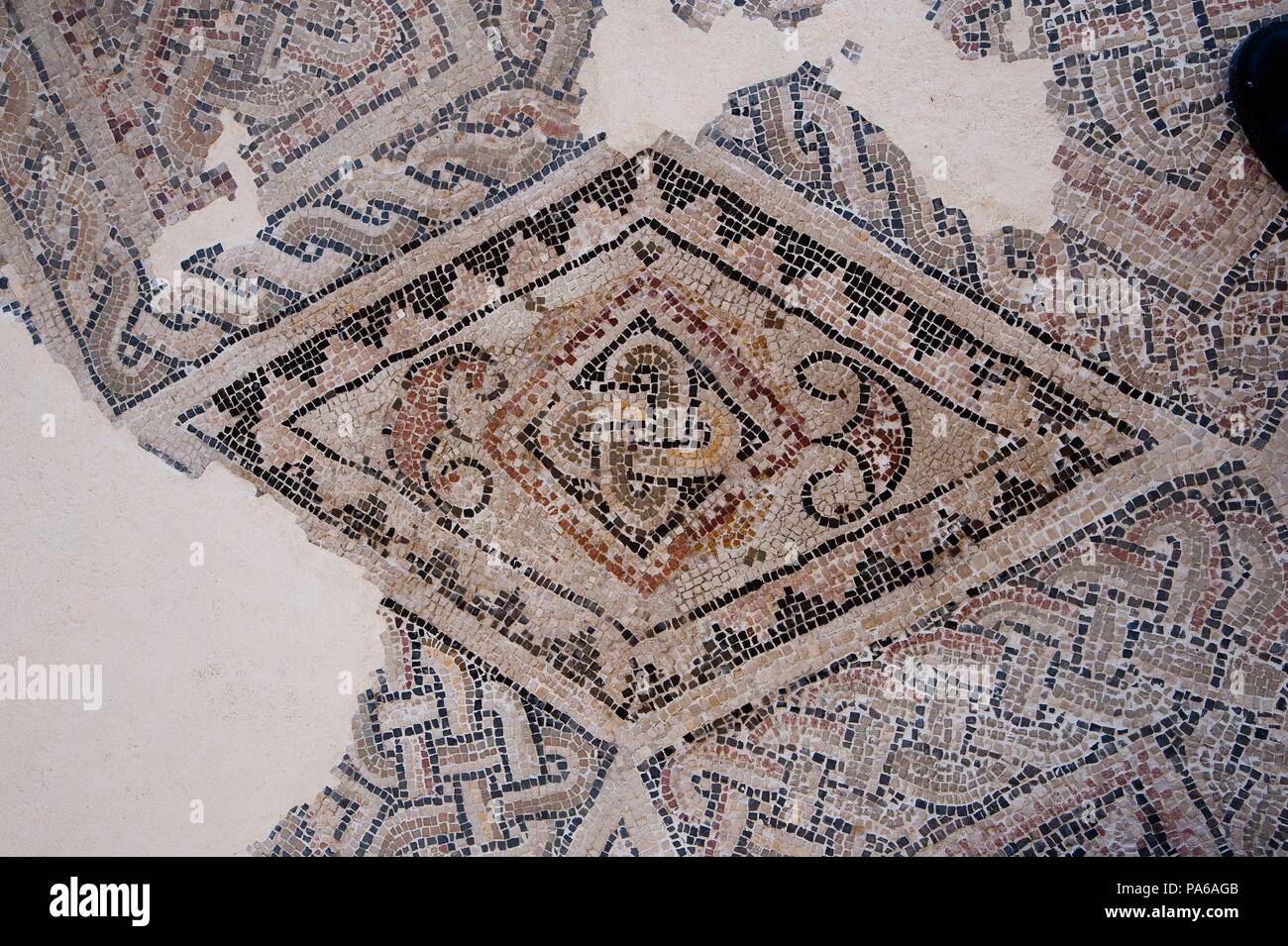 Mosaïques romaines, 1er siècle avant J.-C., dans la Villa romaine de Torre Llauder ou pouvez Llauder, Mataró, Barcelone, Catalogne, Espagne. Banque D'Images