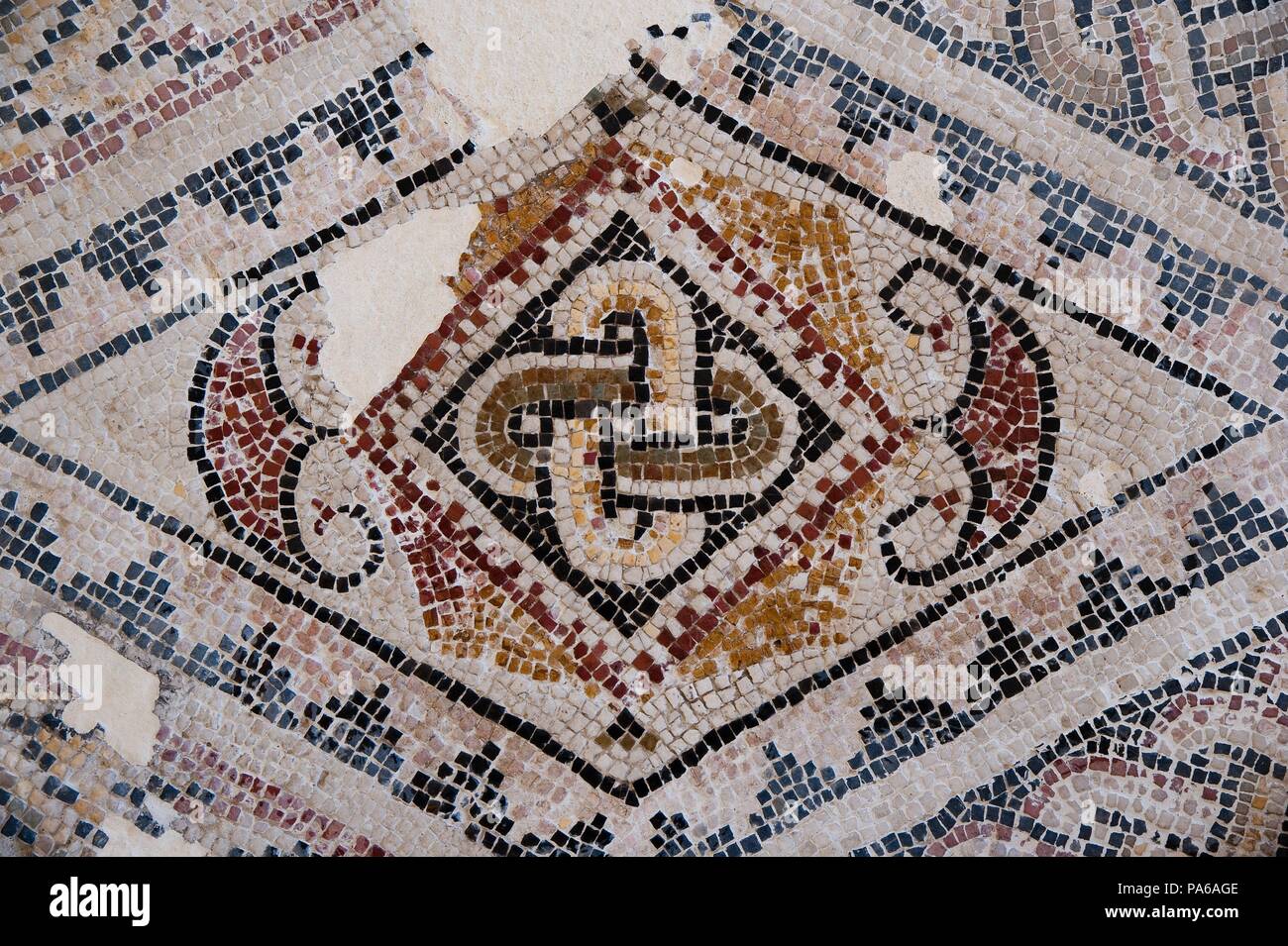Mosaïques romaines, 1er siècle avant J.-C., dans la Villa romaine de Torre Llauder ou pouvez Llauder, Mataró, Barcelone, Catalogne, Espagne. Banque D'Images