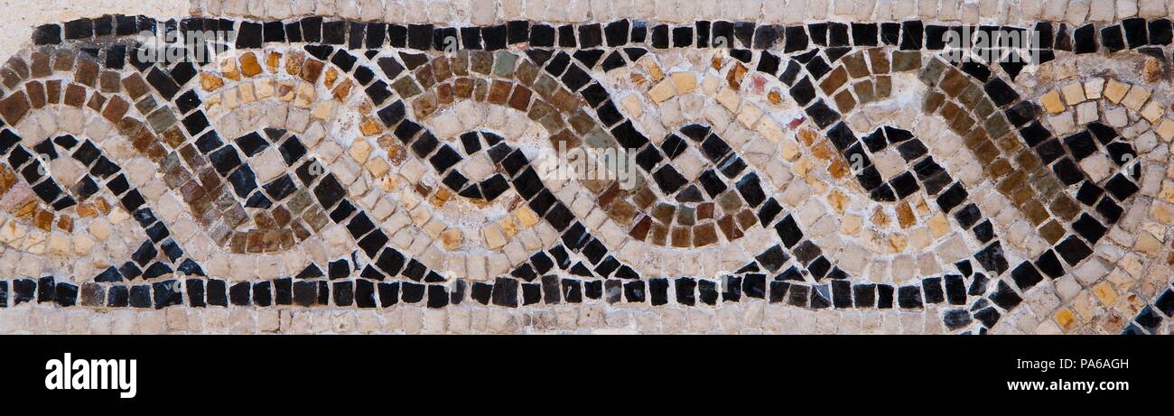 Mosaïques romaines, 1er siècle avant J.-C., dans la Villa romaine de Torre Llauder ou pouvez Llauder, Mataró, Barcelone, Catalogne, Espagne. Banque D'Images