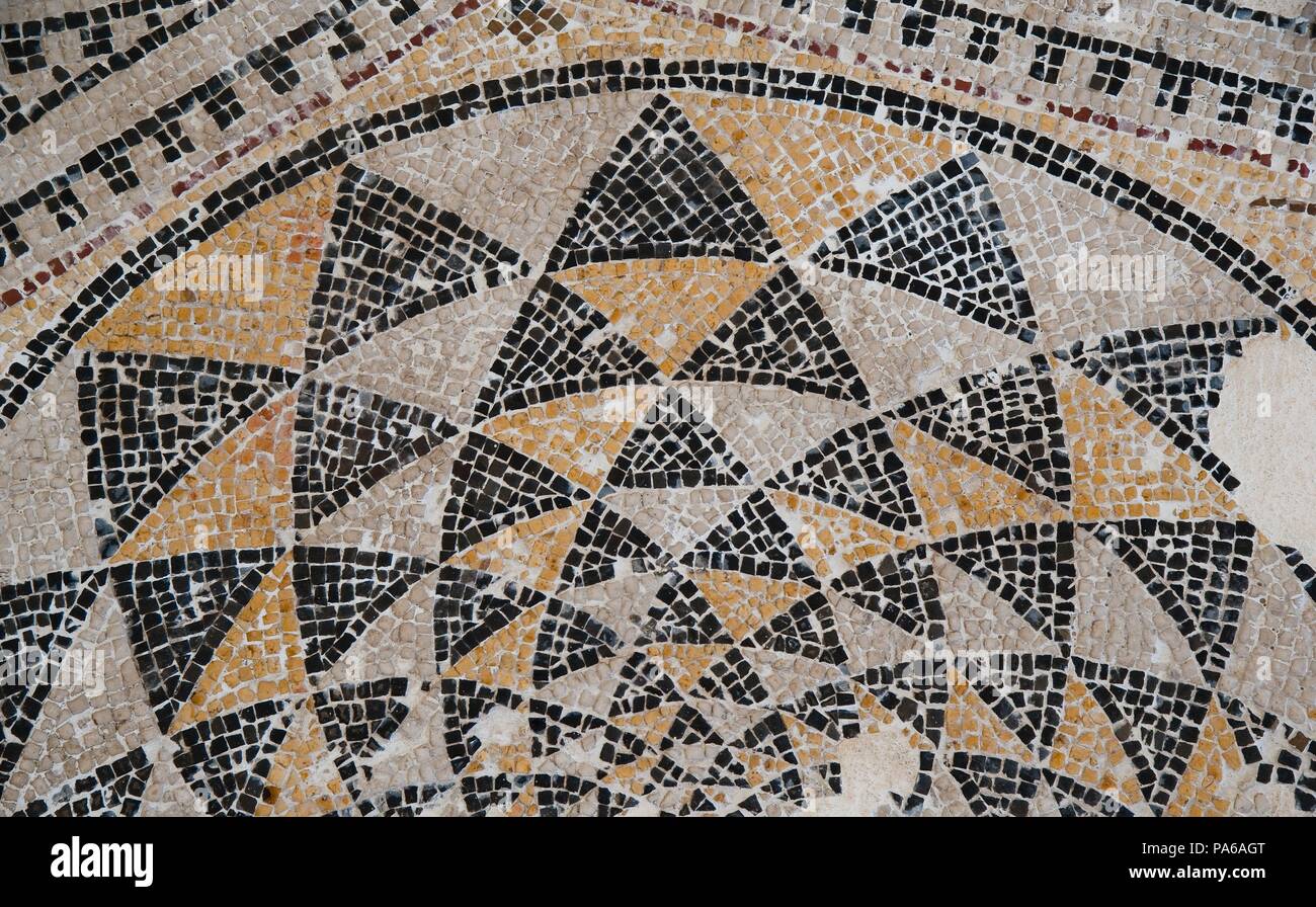 Mosaïques romaines, 1er siècle avant J.-C., dans la Villa romaine de Torre Llauder ou pouvez Llauder, Mataró, Barcelone, Catalogne, Espagne. Banque D'Images