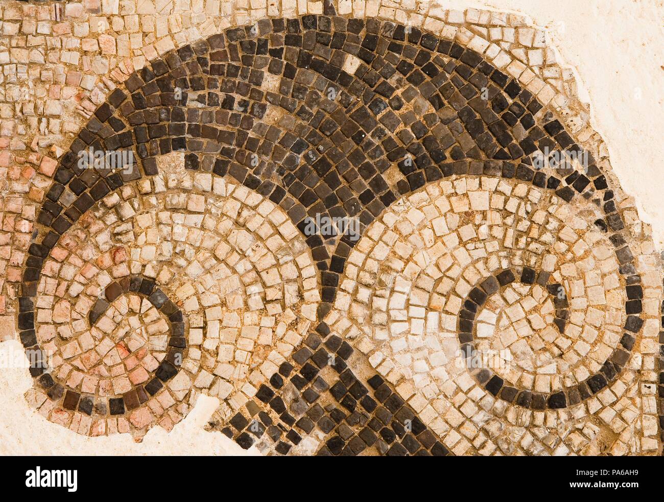 Mosaïques romaines, 1er siècle avant J.-C., dans la Villa romaine de Torre Llauder ou pouvez Llauder, Mataró, Barcelone, Catalogne, Espagne. Banque D'Images
