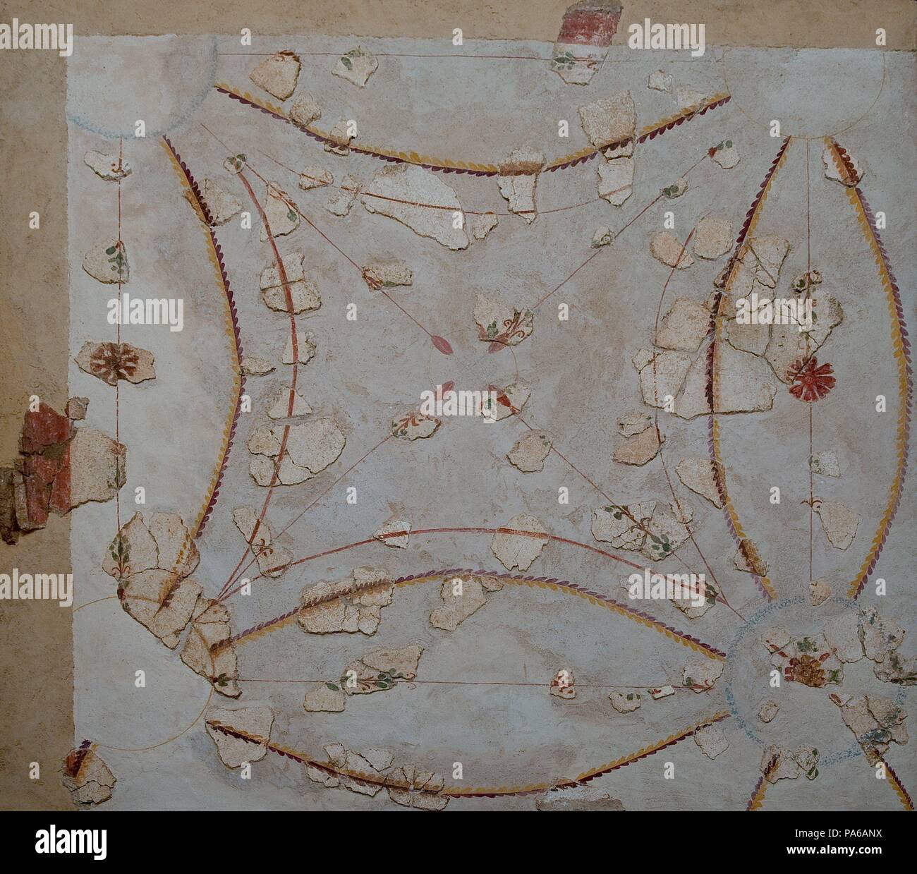 Décorées de stuc, 1er siècle avant J.-C., dans la Villa romaine de Torre Llauder ou pouvez Llauder, Mataró, Barcelone, Catalogne, Espagne. Musée : Musée de Mataró, Mataró, Barcelone, Catalogne, Espagne. Banque D'Images