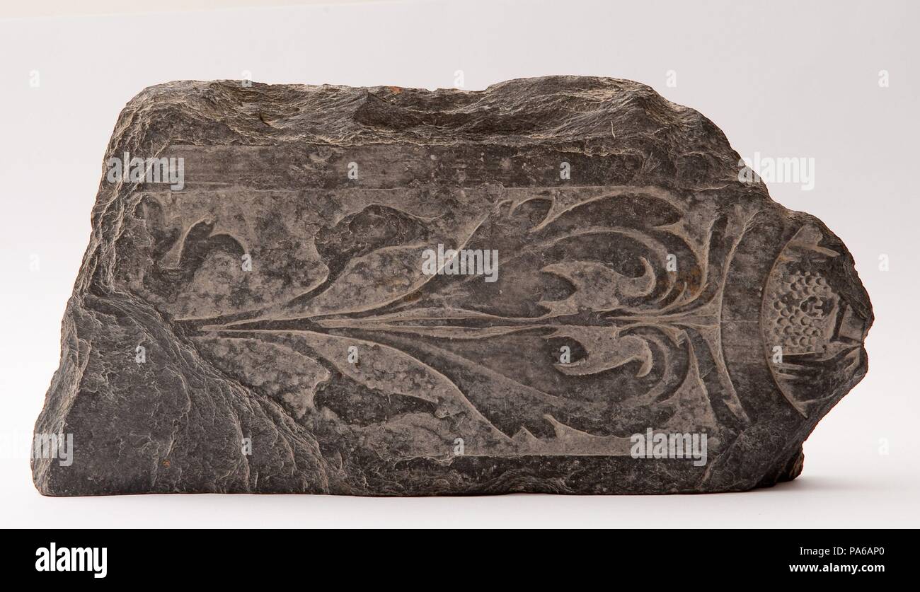 Plaque en pierre romain décoré en relief, 1er siècle avant J.-C., dans la Villa romaine de Torre Llauder ou pouvez Llauder, Mataró, Barcelone, Catalogne, Espagne. Musée : Musée de Mataró, Mataró, Barcelone, Catalogne, Espagne. Banque D'Images