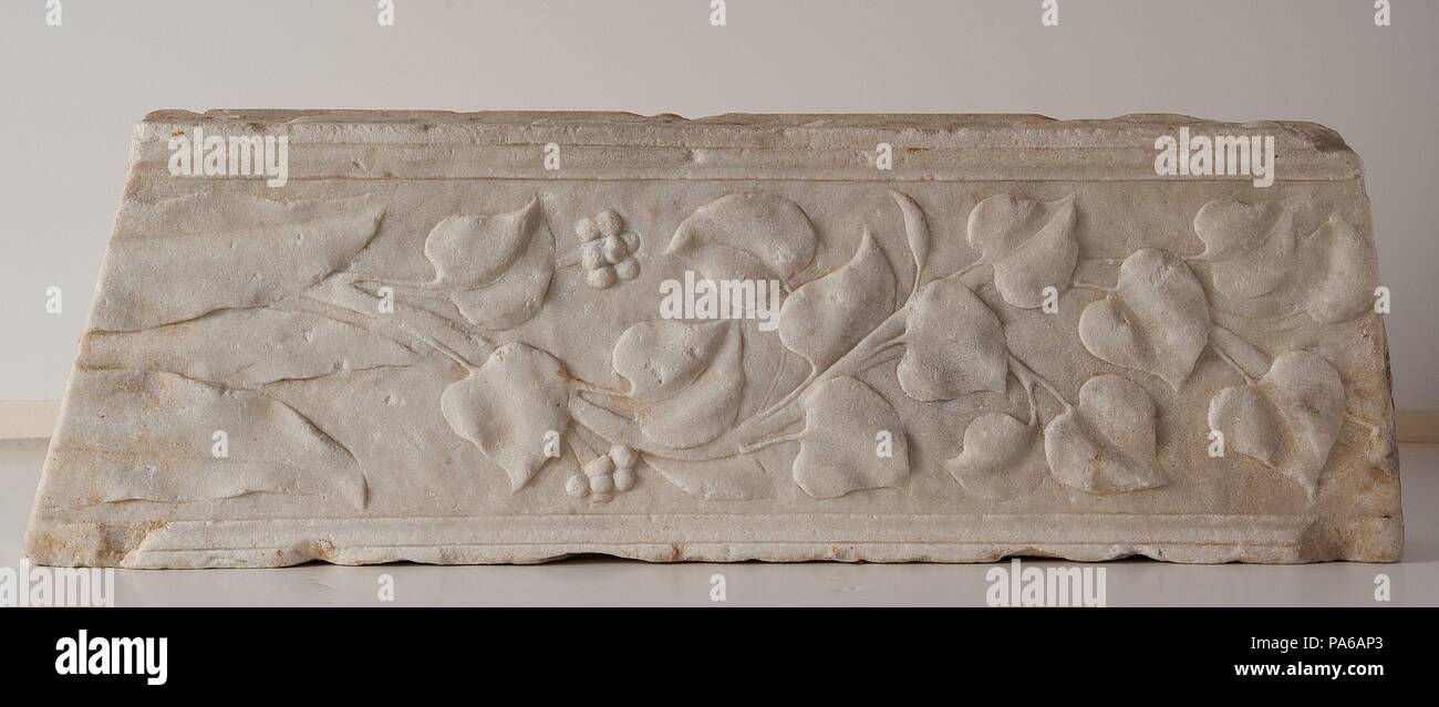 Fragment de pilastre romain, 1er siècle avant J.-C., dans la Villa romaine de Torre Llauder ou pouvez Llauder, Mataró, Barcelone, Catalogne, Espagne. Musée : Musée de Mataró, Mataró, Barcelone, Catalogne, Espagne. Banque D'Images