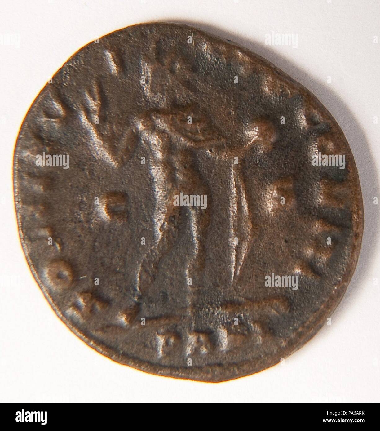 Pièce de monnaie romaine, 1er siècle avant J.-C., dans la Villa romaine de Torre Llauder ou pouvez Llauder, Mataró, Barcelone, Catalogne, Espagne. Musée : Musée de Mataró, Mataró, Barcelone, Catalogne, Espagne. Banque D'Images