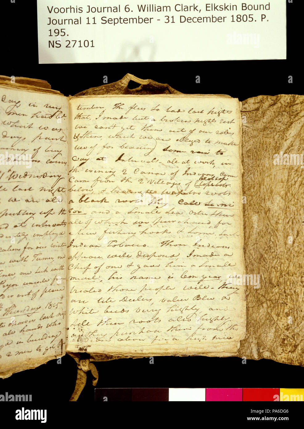 321 Clark Family Collection- Volume 6. Elkskin Journal, page 195, Décembre 12, 1805 Banque D'Images