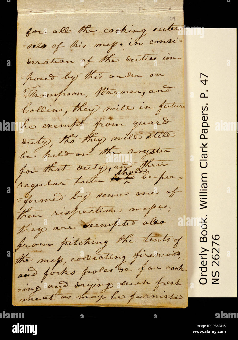 319 Clark Family Collection- Volume 20. Bon livre, page 47, 8 juillet 1804 Banque D'Images