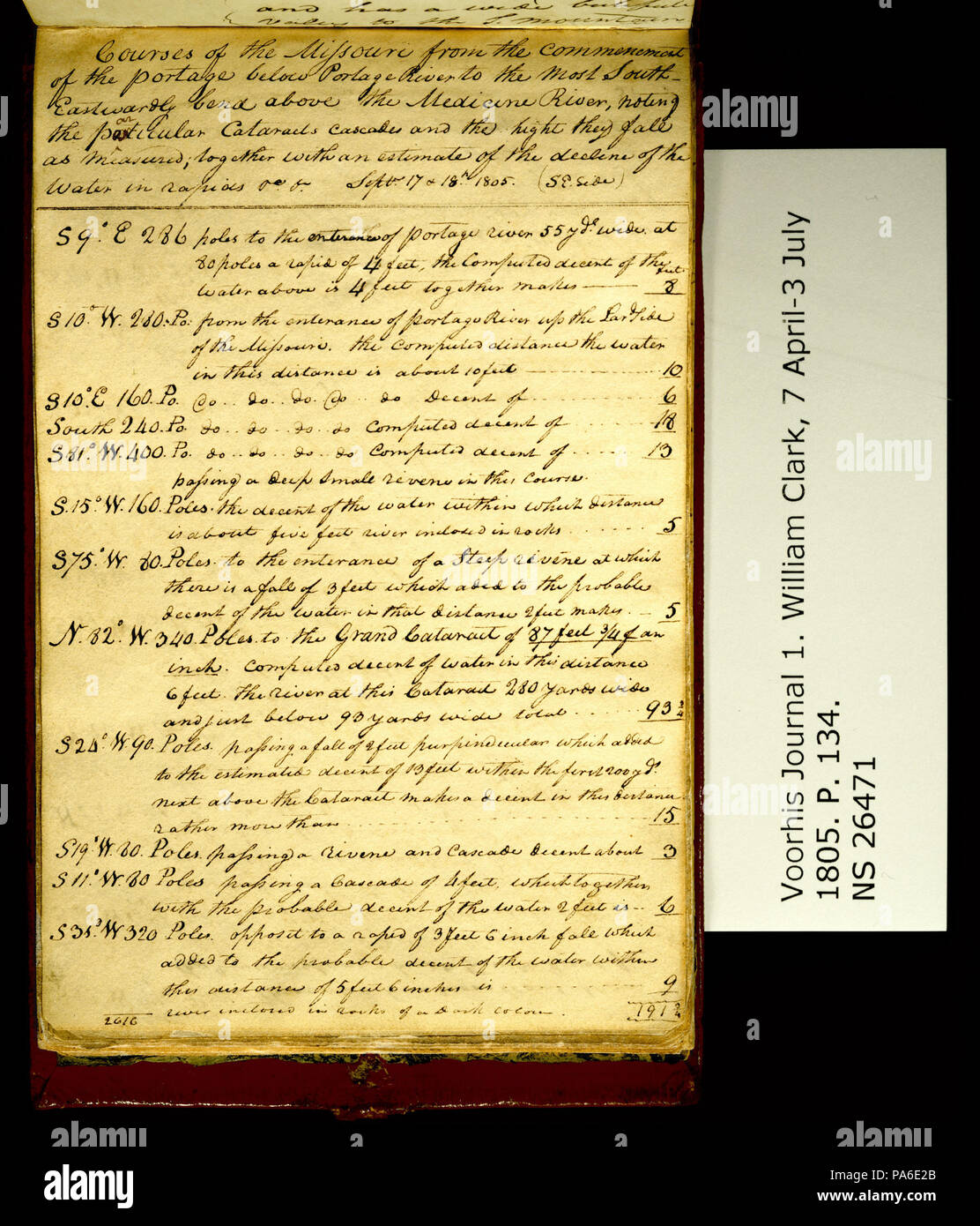 317 Clark Family Collection- Volume 1. Journal officiel No 1, Voorhis page 134, 2 juillet 1805 Banque D'Images