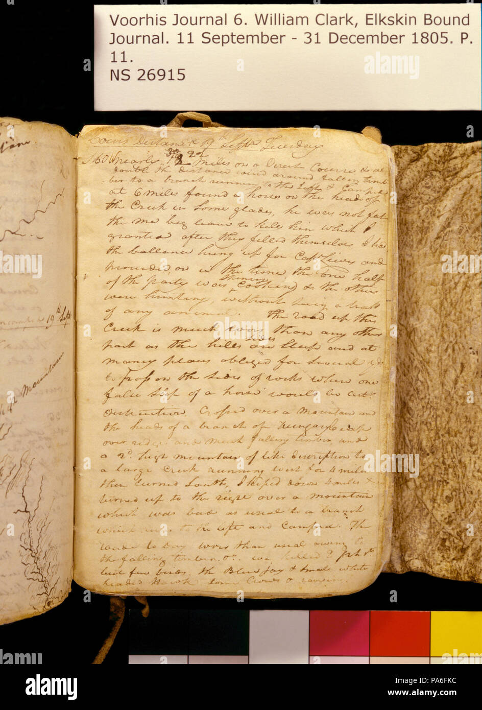 321 Clark Family Collection- Volume 6. Elkskin Journal, page 11, Septembre 19, 1805 Banque D'Images