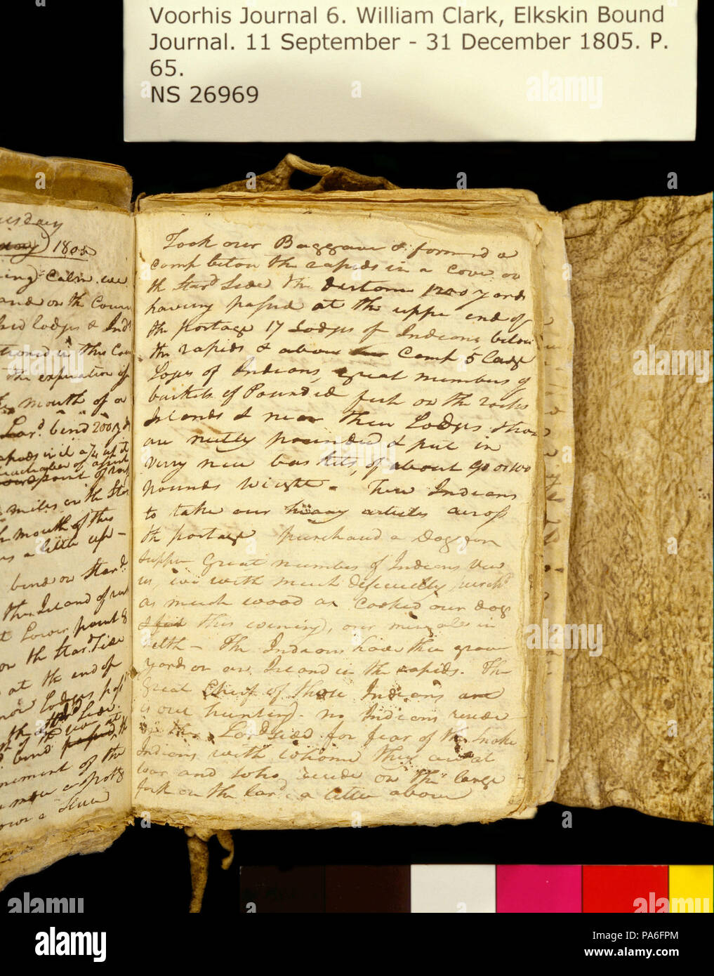 322 Clark Family Collection- Volume 6. Elkskin Journal, page 65, Octobre 22, 1805 Banque D'Images