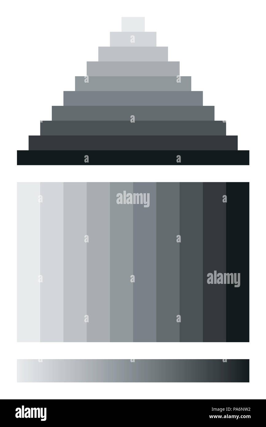 Les bandes de Mach, illusion d'optique. Exagère contraste entre bords de différentes nuances de gris comme ils contactez un de l'autre. Banque D'Images