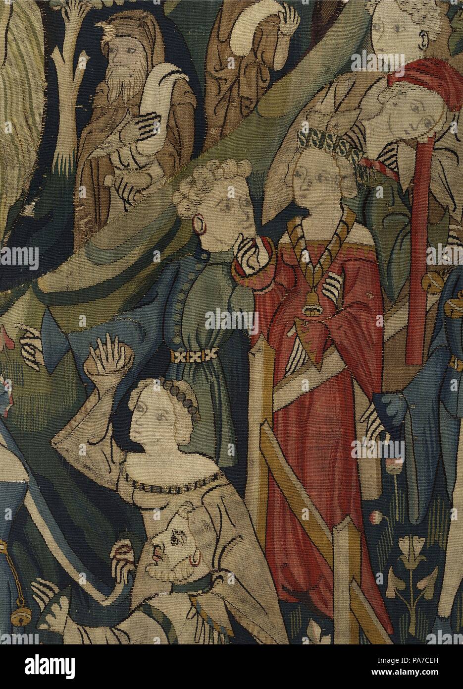 Jeux de l'amour courtois (Spieleteppich), la tapisserie. Détail. Musée : Germanisches Nationalmuseum, Nuremberg. Banque D'Images