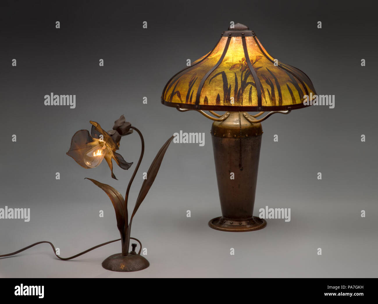 . Anglais : lampe fleurs c. 1907 Lillian Palmer (1871-1961) San Jose le cuivre, les mesh avec la permission de Caro Macpherson L2017.0204.039 lampe avec abat-jour peint 1910 Lillian Palmer (1871-1961) San Francisco, cuivre martelé à la main, mailles de cuivre de l'ombre avec la permission de Caro Macpherson L2017.0204.478 . Avant 1910 659 lampe Fleur, ch. 1907, et peint avec la lampe de l'ombre, 1910 Banque D'Images