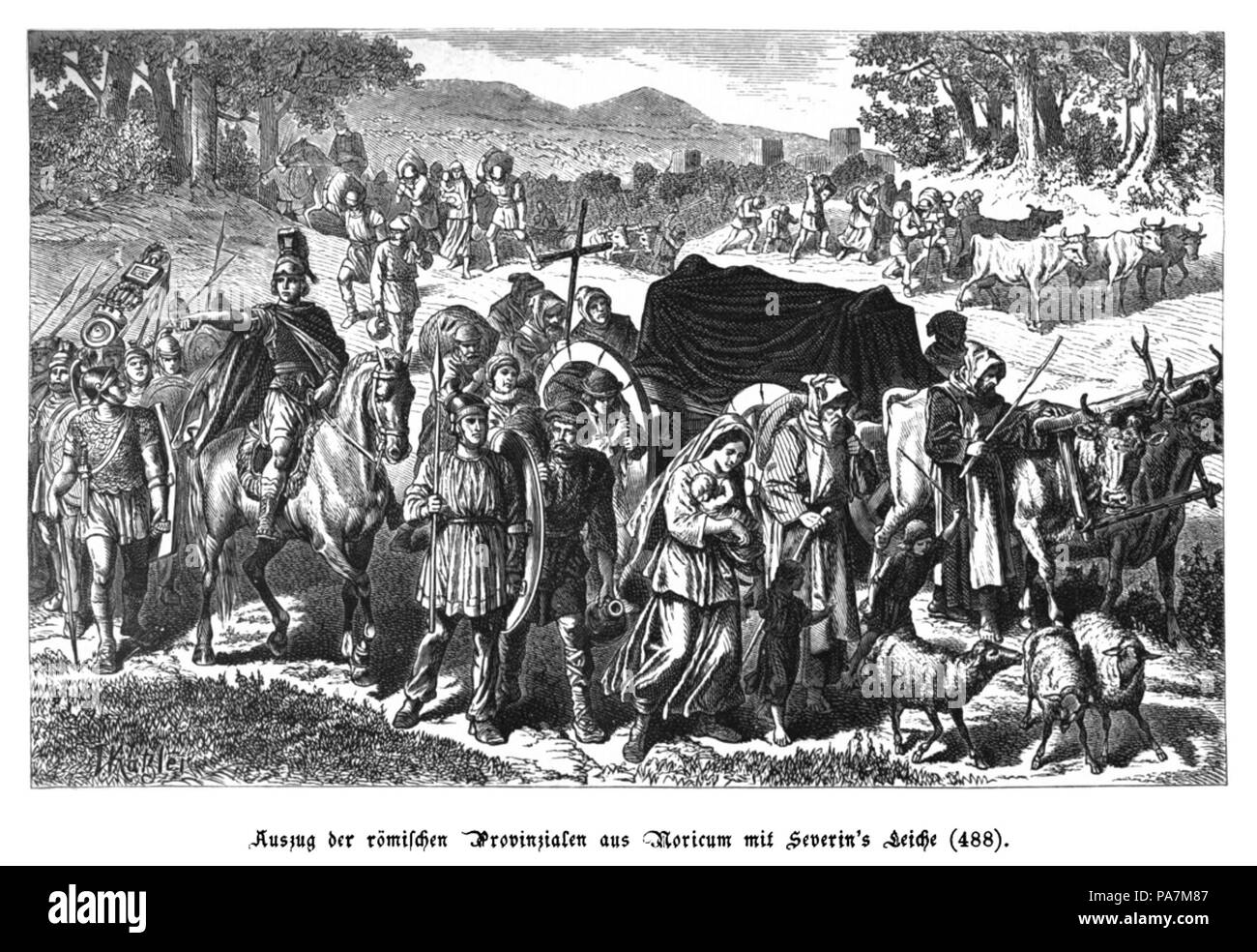 Provinzialen 169 Auszug aus der Römischen Noricum mit Severin's Leiche (488) Banque D'Images