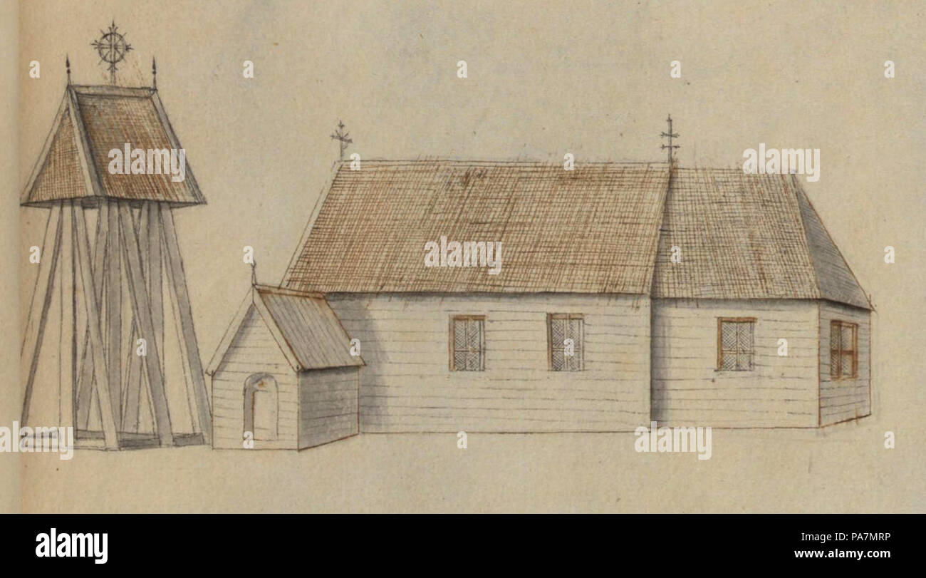 Björkängs kyrka - Peringskiöld 38 Banque D'Images