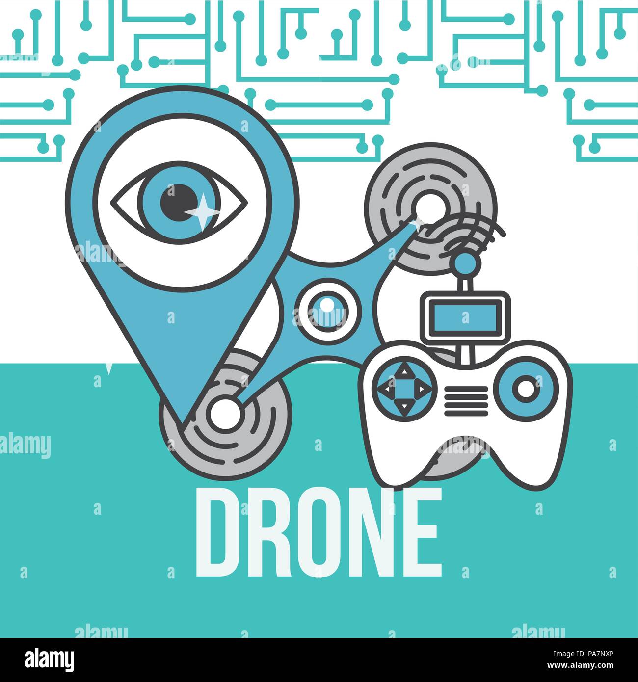 La technologie de drones de surveillance du contrôleur destination pointeur Illustration de Vecteur