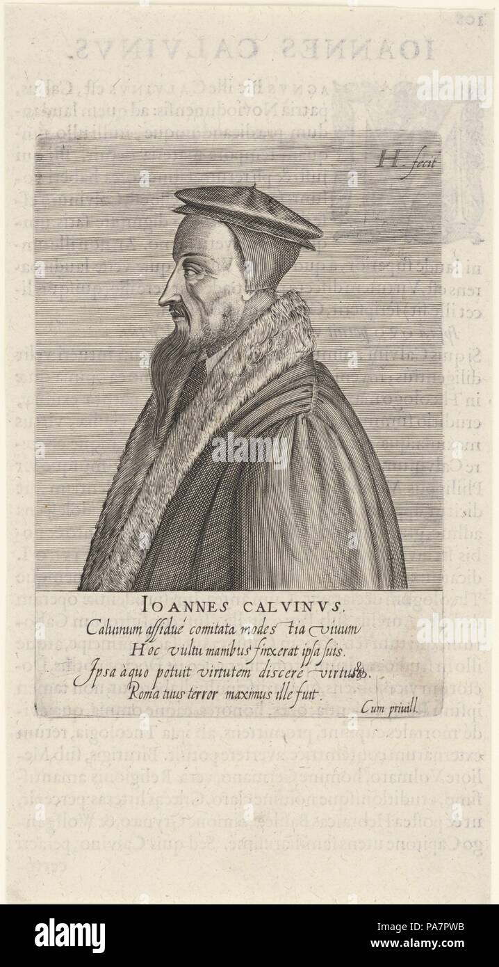 Portrait de Jean Calvin (1509-1564). Musée : collection privée. Banque D'Images