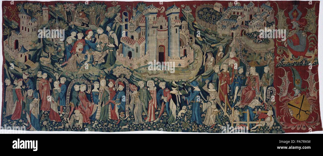 Jeux de l'amour courtois (Spieleteppich), la tapisserie. Musée : Germanisches Nationalmuseum, Nuremberg. Banque D'Images