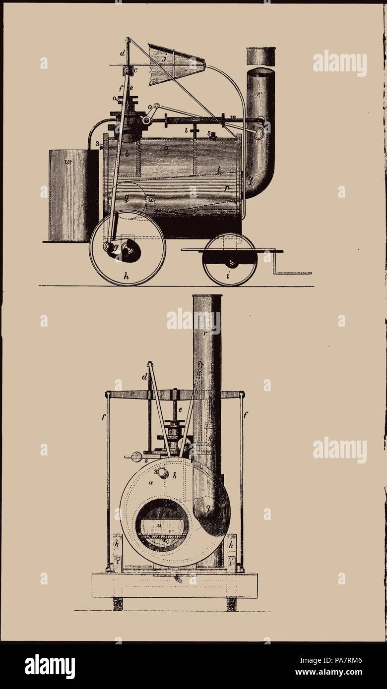 Le premier transport de passagers payants à bord de route commune, locomotives, 1801 Camborne. Musée : collection privée. Banque D'Images