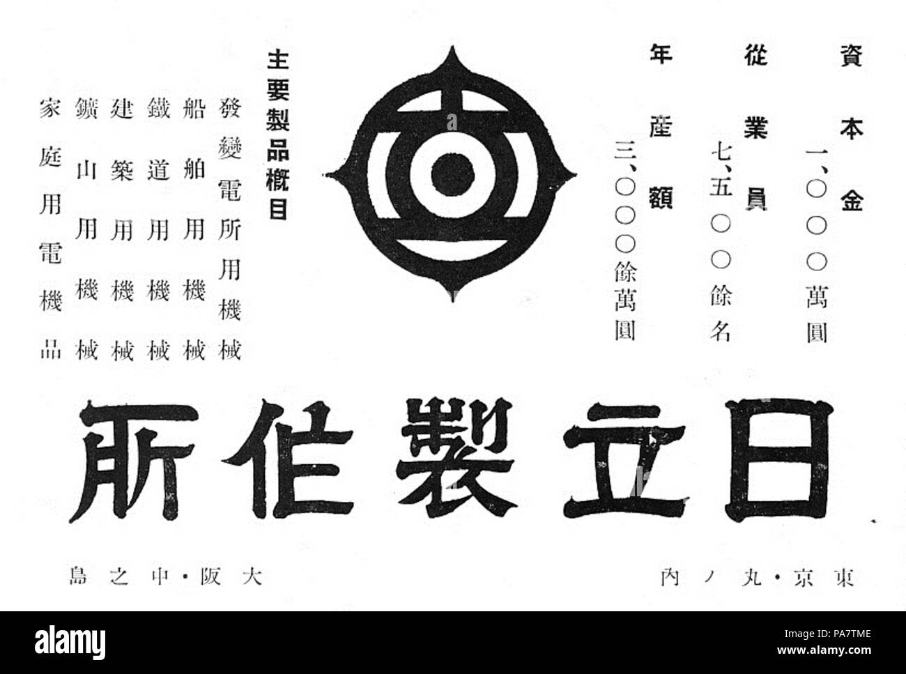 13 Publicité de Hitachi, Ltd en 1930 Banque D'Images