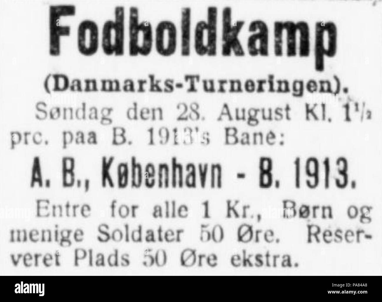 59 Danmarksmesterskabsturneringen Venstreblad Fyns publicité match de football 27.08.1927 Odense Banque D'Images