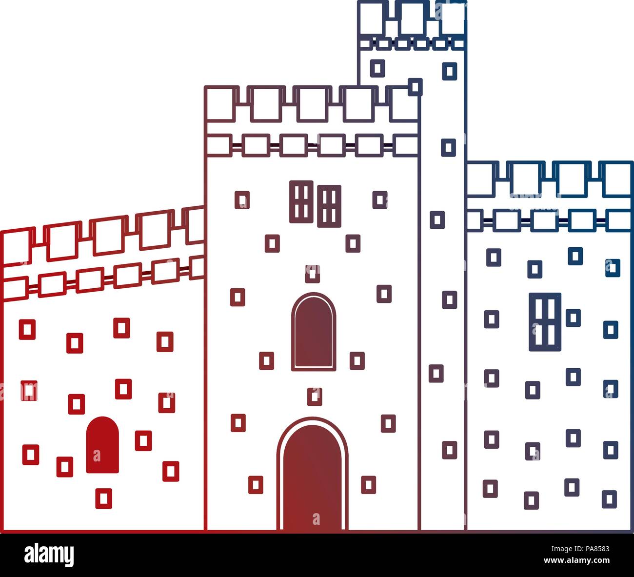 Le château de Cardiff au Pays de Galles Royaume-Uni neon illustration vectorielle architecture Illustration de Vecteur