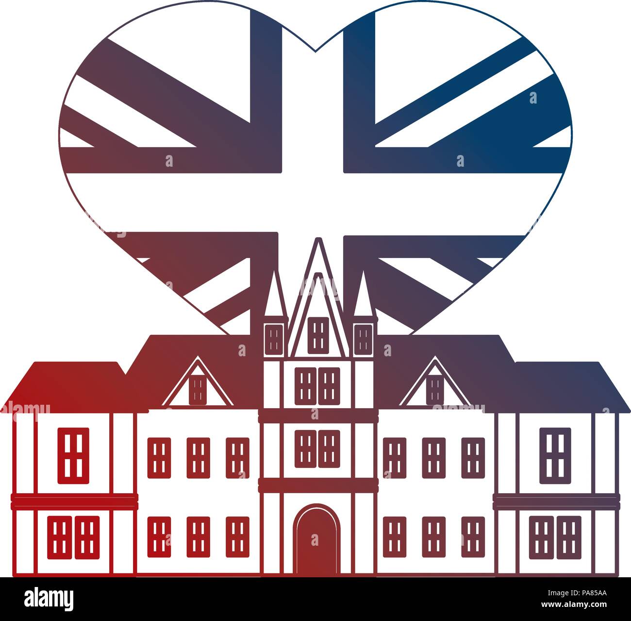 Le château d'édimbourg Royaume-Uni drapeau coeur neon illustration vectorielle Illustration de Vecteur