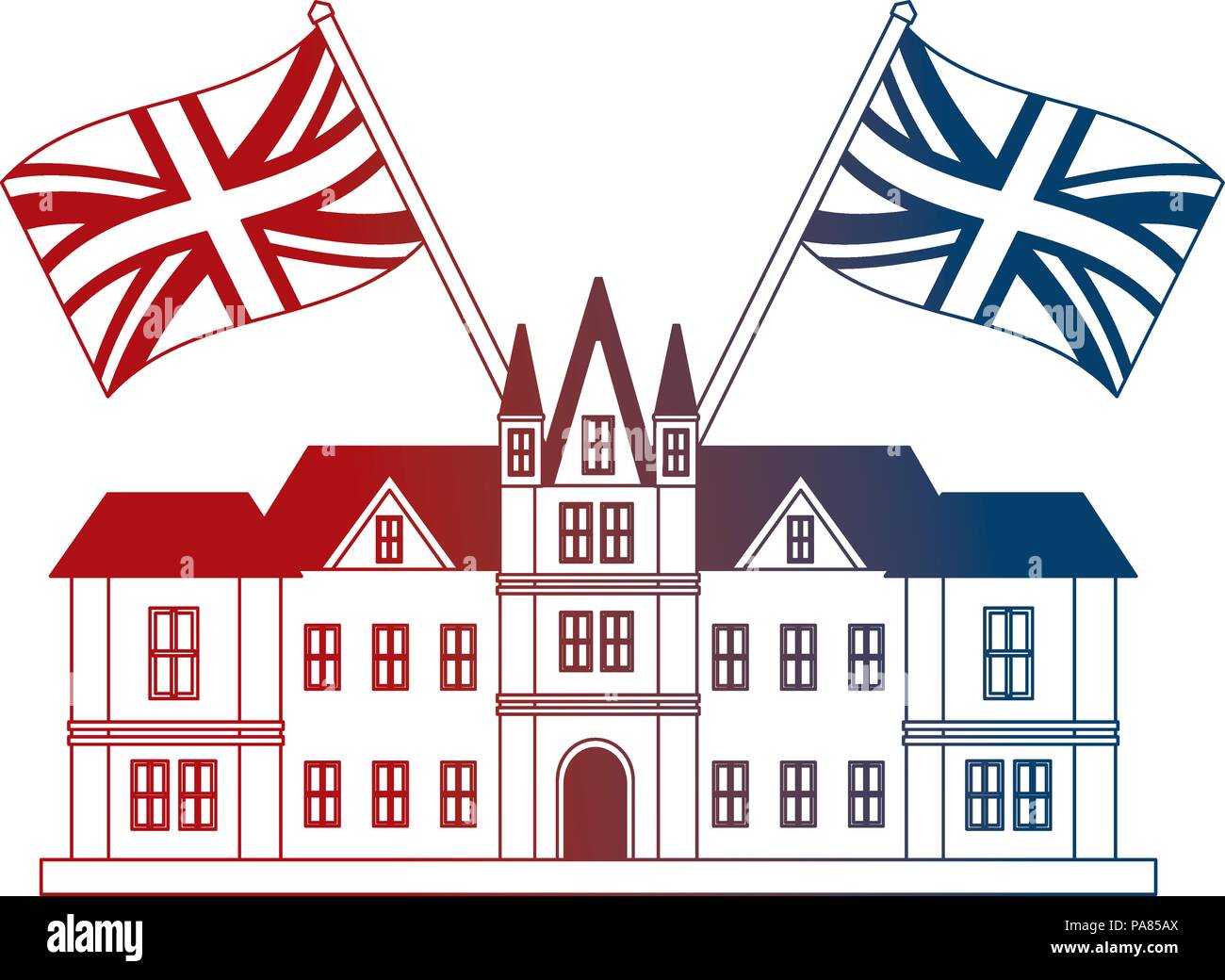 Le château d'édimbourg Royaume-Uni drapeaux néon vector illustration Illustration de Vecteur