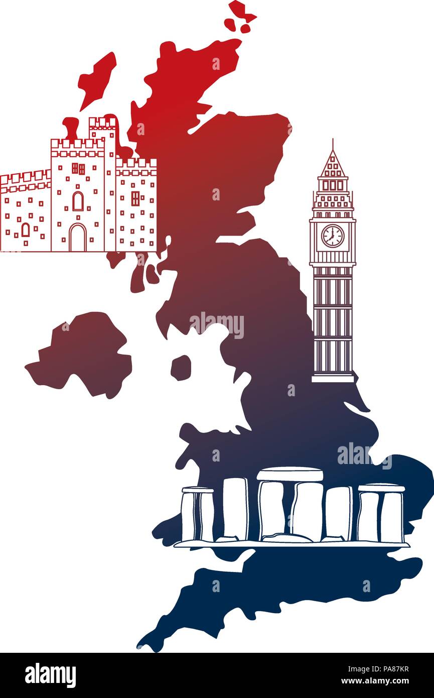 Le château d'édimbourg stonehenge et Big Ben Royaume-Uni vector illustration Illustration de Vecteur
