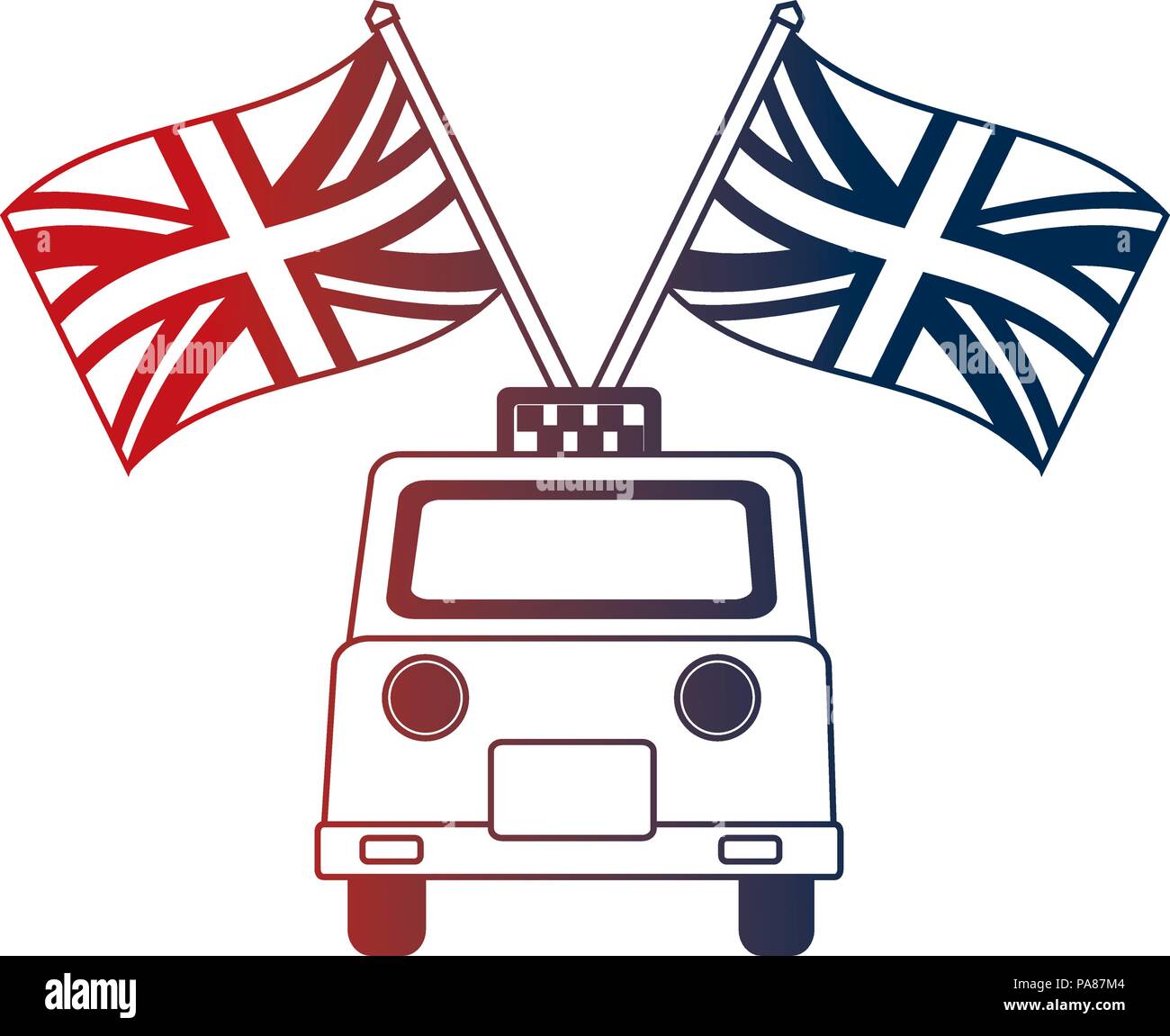 Service de taxi avec drapeaux anglais vector illustration Illustration de Vecteur