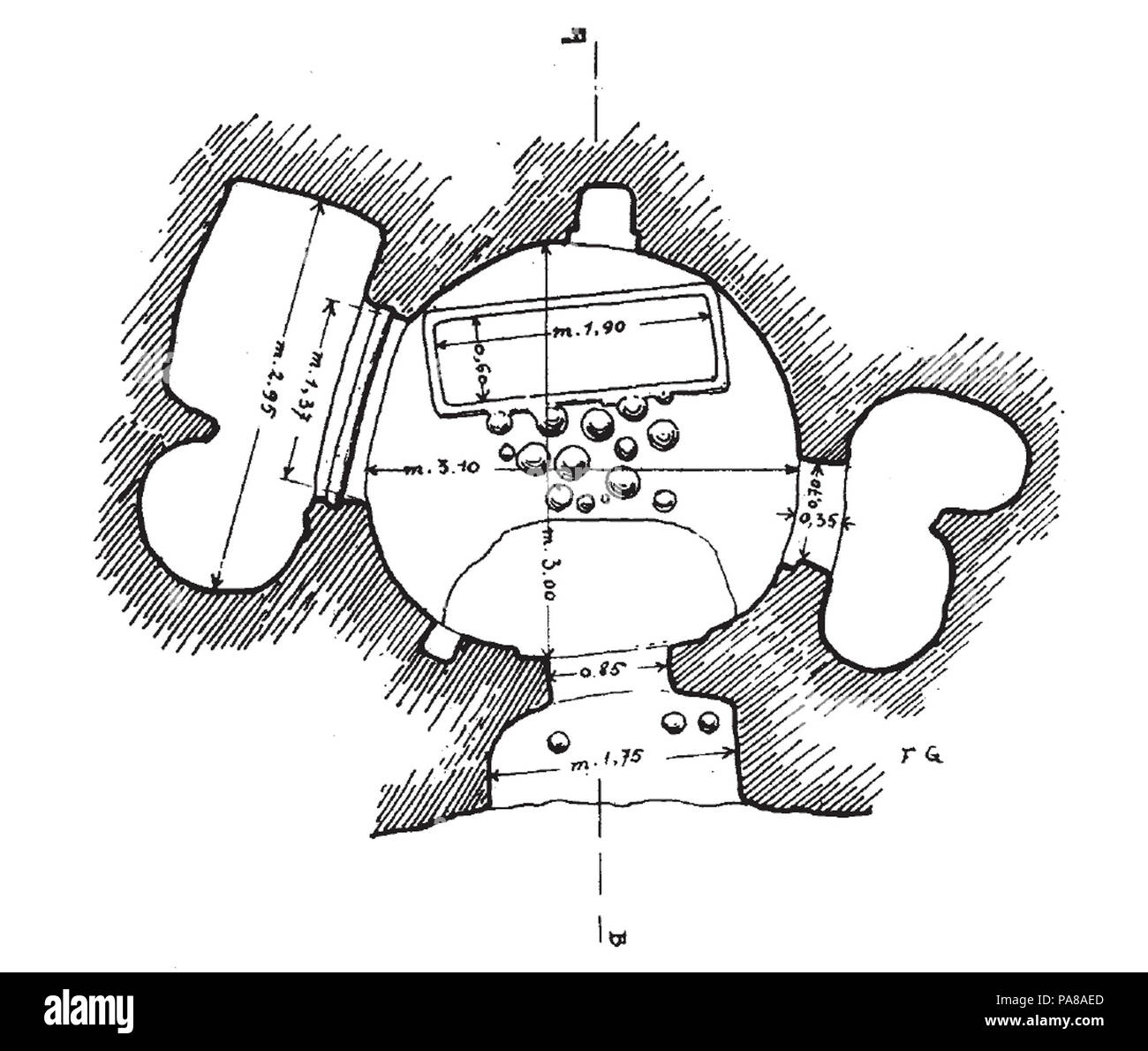 40 Bonorva - S.Andrea Priu - La Tomba un capanna - Pianta Banque D'Images
