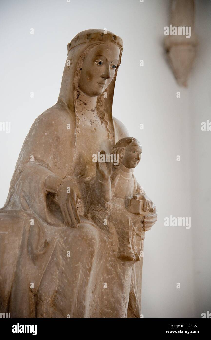 Pere Joan / Mère de Dieu du cloître (détail), XV siècle, Sculpture, monastère de Vallbona de las Nunes, Lleida, Catalogne, Espagne. Banque D'Images