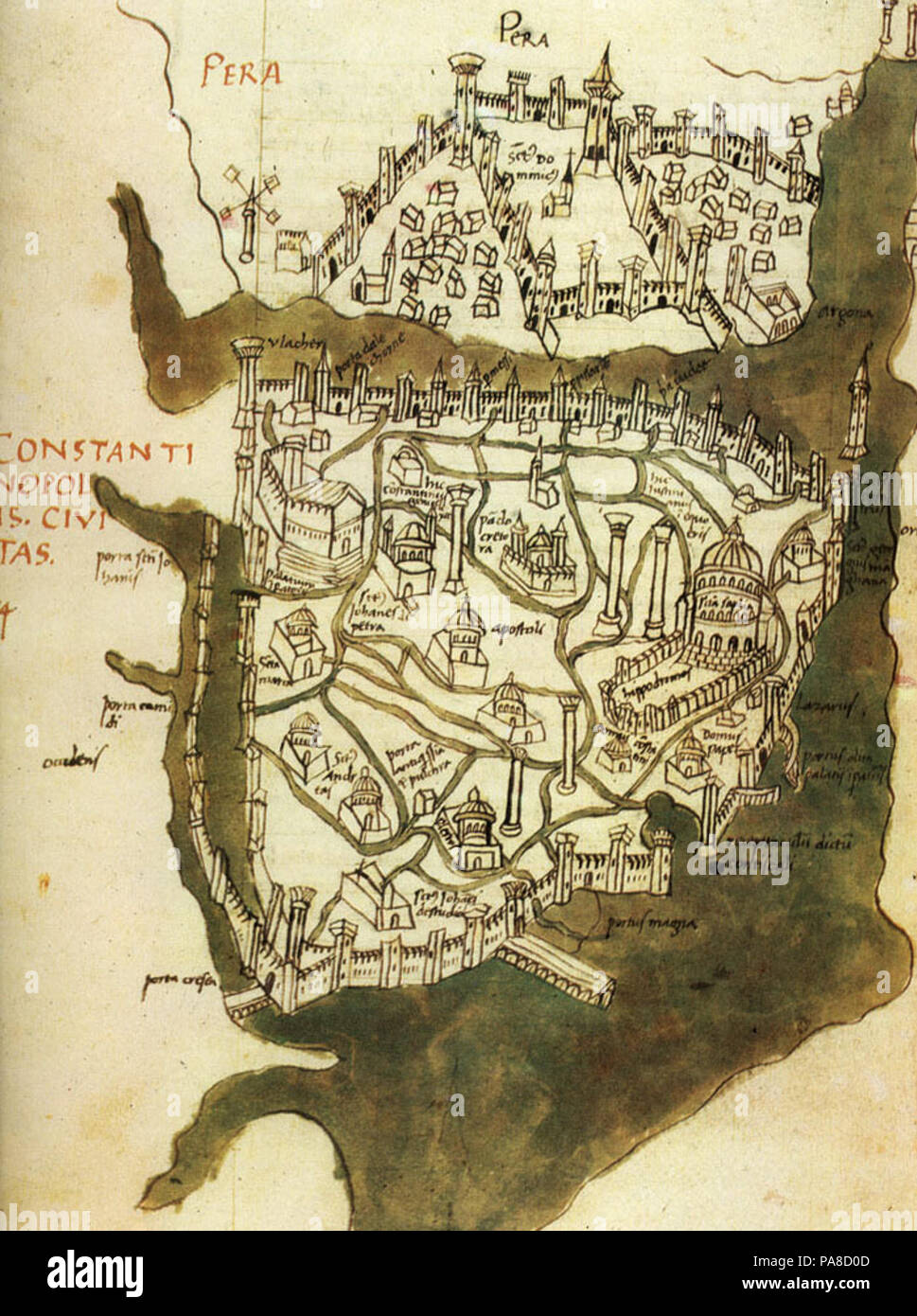 55 - civitas Constantinopolis Cristoforo Buondelmonti - 1420 Banque D'Images