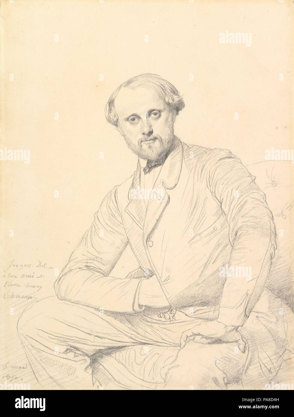 Henri Lehmann. Artiste : Jean Auguste Dominique Ingres (Français, Montauban 1780-1867 Paris). Fiche Technique : Dimensions : 12 1/2 x 9 3/8 in. (31,7 x 23,8 cm). Date : 1850. Musée : Metropolitan Museum of Art, New York, USA. Banque D'Images