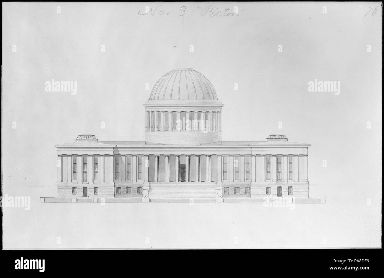 Plan par T. Cole, Esq. pour la capitale de l'Ohio. Artiste : Alexander Jackson Davis (américain, New York 1803-1892 West Orange, New Jersey). Fiche technique : Dimensions : 16 7/8 x 12 3/8 in. (42,8 x 31,5 cm) : fiche de volet 8 1/16 x 12 3/8 in. (20,4 x 31,5 cm). Date : ca. 1839. Musée : Metropolitan Museum of Art, New York, USA. Banque D'Images