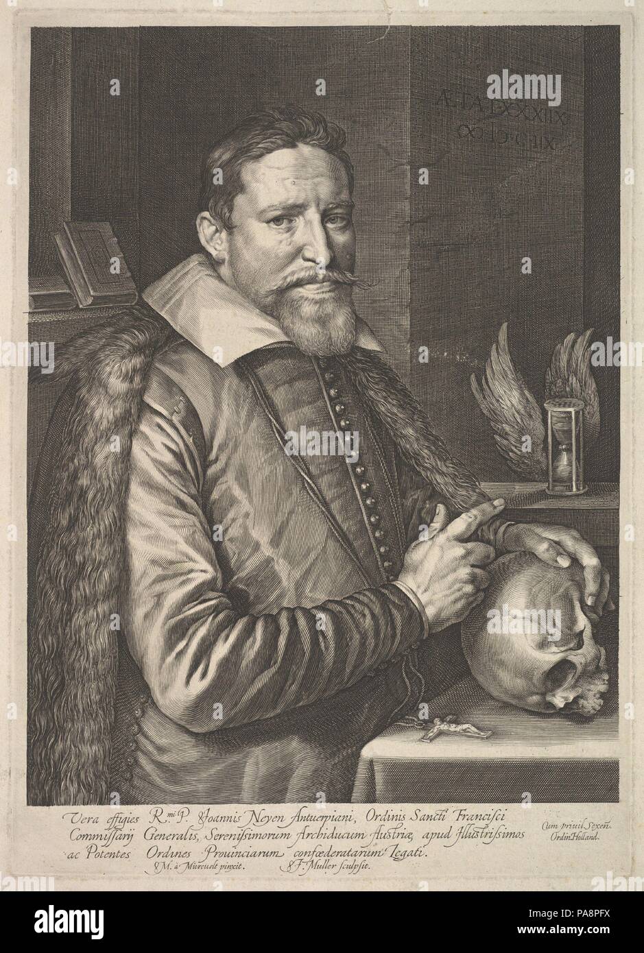 Joannes Neyen, général de l'ordre des Frères mineurs, l'ambassadeur à Trèves. Artiste : Jan Muller (Amsterdam, Russisch 1571-1628 Amsterdam) ; Michiel Jansz. van Mierevelt (Delft, Delft 1567-1641 Russisch). Sitter : Portrait de Joannes Neyen. Date : 1608. Musée : Metropolitan Museum of Art, New York, USA. Banque D'Images