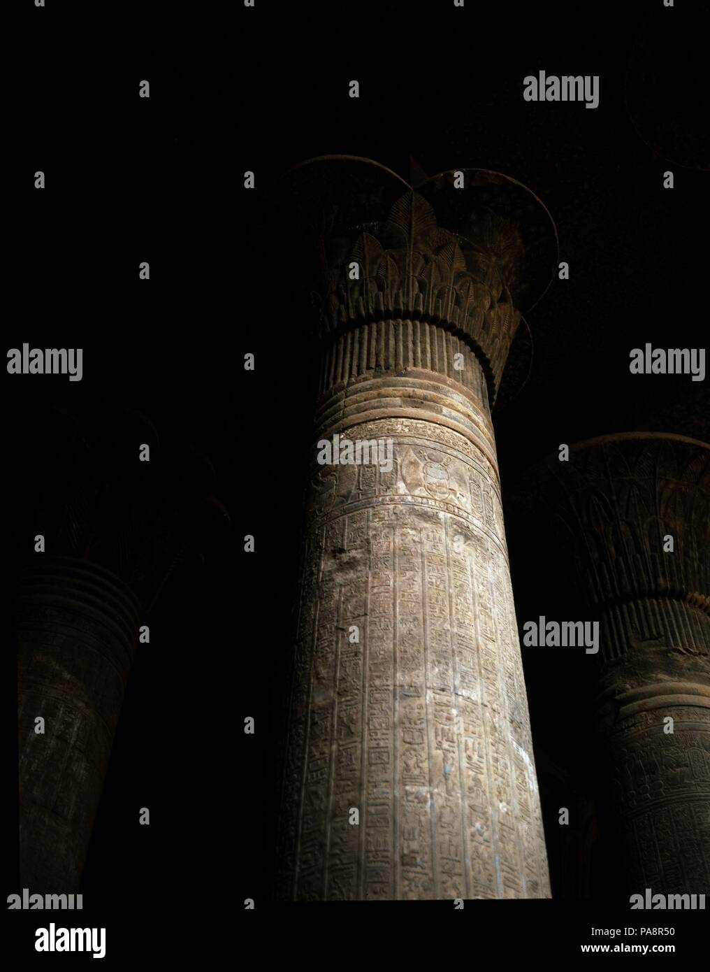 COLUMNAS DE LA SALA HIPOSTILA. Emplacement : TEMPLO, ESNA, ÉGYPTE. Banque D'Images