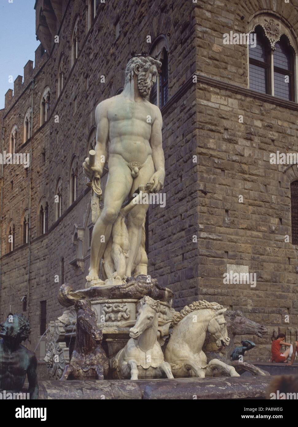 PLAZA DE LA SENORIA-Fuente de Neptuno. Auteur : Bartolomeo Ammannati. Lieu : extérieur, FIRENZE, Italia. Banque D'Images