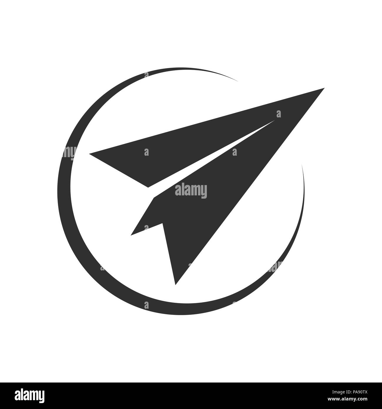 Abstract Paper Plane Mail Direction nord-est symbole vecteur Cercle Modèle de conception de logo graphique Illustration de Vecteur