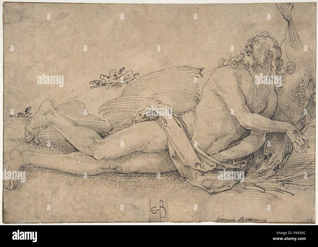 Christ extatique. Artiste : Hans Baldung Hans Baldung Grien (appelé) (Allemand, Schwäbisch Gmünd ( ?) 1484/85-1545 Strasbourg (Strasbourg)). Dimensions : 6 11/16 x 9 7/16 in. (16,9 x 24,0 cm). Date : ca. 1510-11. Le sujet de ce dessin est très inhabituel. Le Christ est représenté après la Crucifixion, comme les blessures sur ses mains et pieds indiquent, mais dans un instant avant sa mort, sa tête levée vers le ciel et l'évidence regard signifiant une communion spirituelle avec Dieu le Père. Aucune source textuelle a été identifiée pour ce sujet sans précédent et il est possible qu'il a été inventé par Baldung Banque D'Images