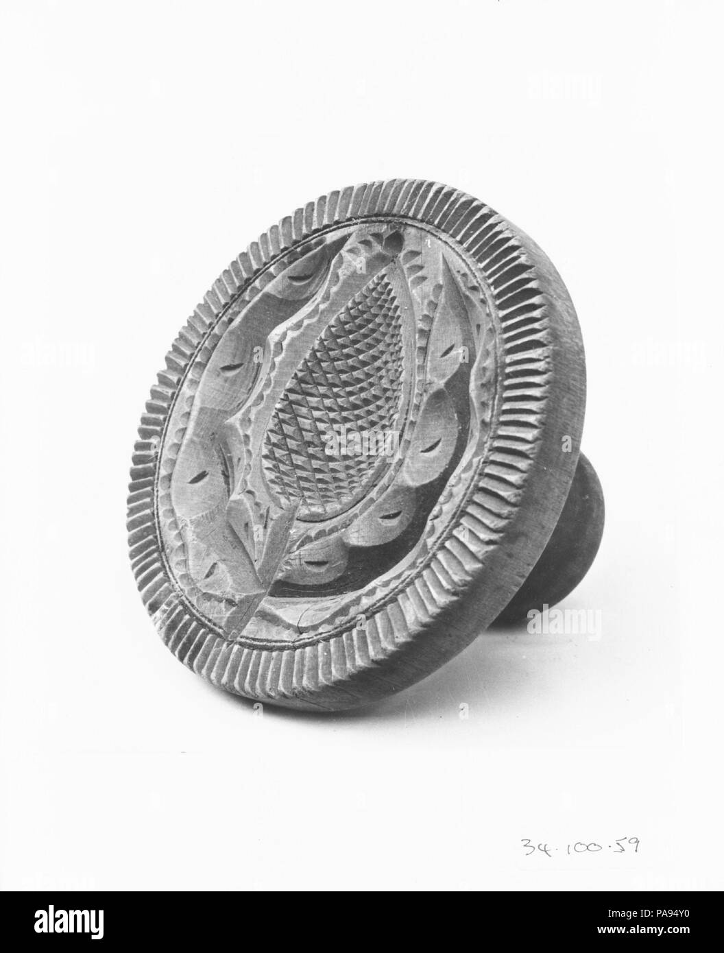 Moule à beurre. Culture : L'Américain. Dimensions : H. 3. (7,6 cm) ; Diam. 4 1/2 in. (11,4 cm). Date : ca. 1790. Musée : Metropolitan Museum of Art, New York, USA. Banque D'Images