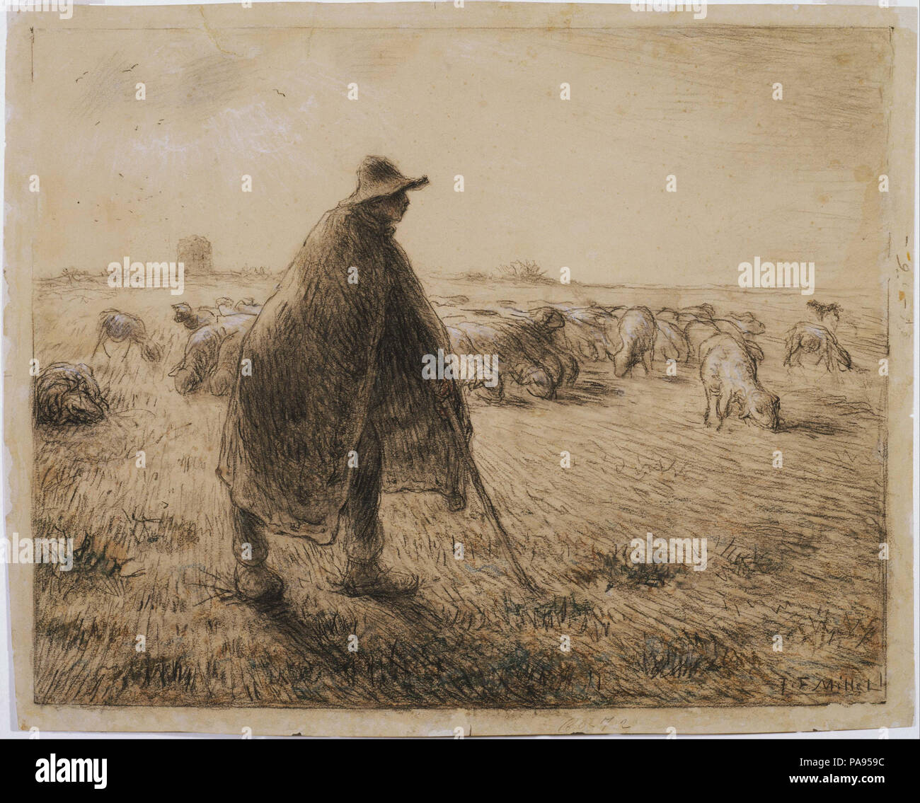 François Millet 139 - Le Berger - Banque D'Images