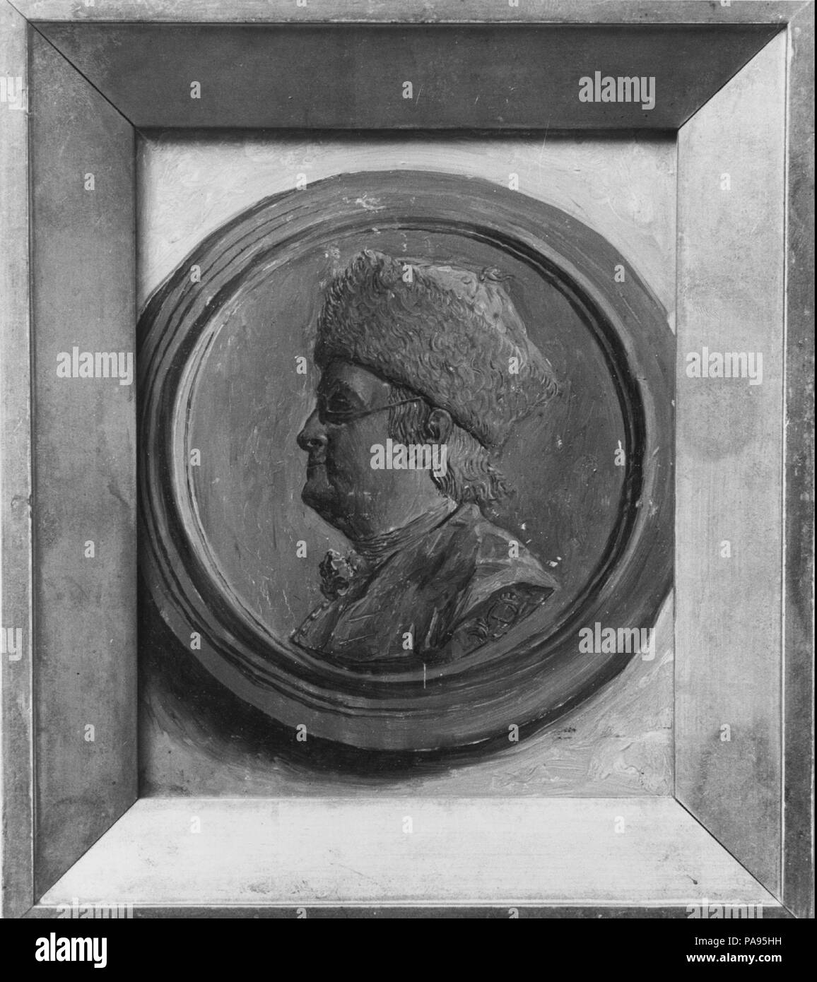 Médaillon de Benjamin Franklin. Dimensions : 5 3/4 x 4 1/4 in. (14,6 x 10,8 cm). Date : 1776-1883. Musée : Metropolitan Museum of Art, New York, USA. Banque D'Images
