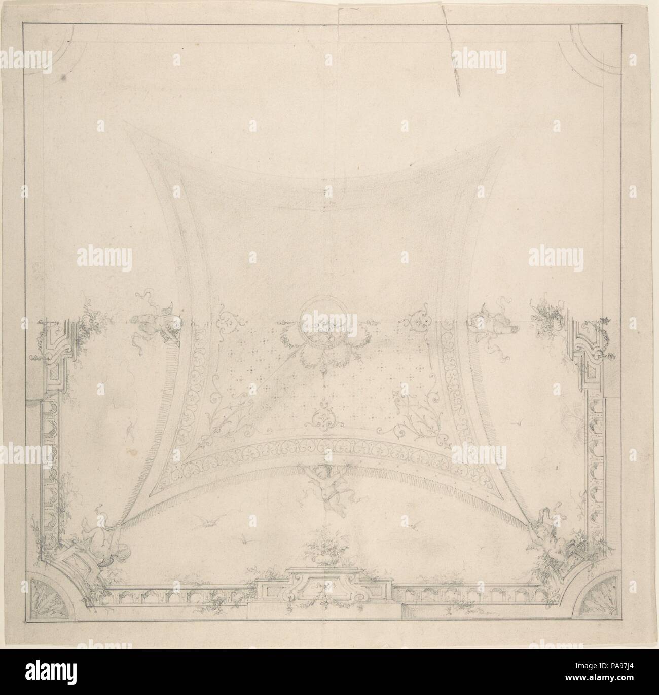 Dessins pour plafond. Artiste : Charles Monblond (Français, 19e siècle). Dimensions : 12 1/2 x 12 5/16". (31.8 x 31.2cm). Date : du 19e siècle. Musée : Metropolitan Museum of Art, New York, USA. Banque D'Images