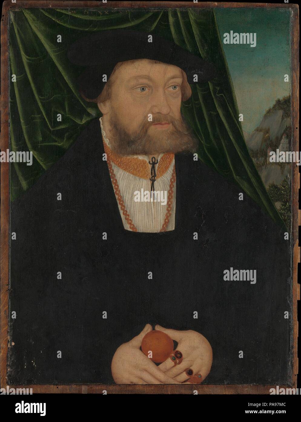 Portrait d'un homme. Artiste : Cercle de Lucas Cranach l'ancien. Dimensions : 22 x 16 3/4 in. (55,9 x 42,5 cm). Date : 1537. Musée : Metropolitan Museum of Art, New York, USA. Banque D'Images