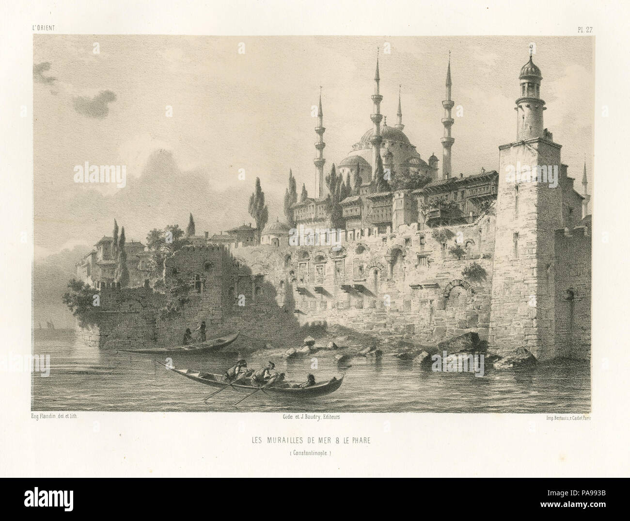 157 Les murailles de mer et le Phare - Eugène Flandin - 1853 Banque D'Images