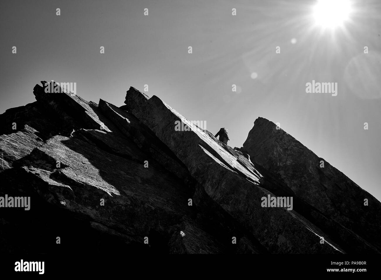 Escalade en noir et blanc Banque D'Images