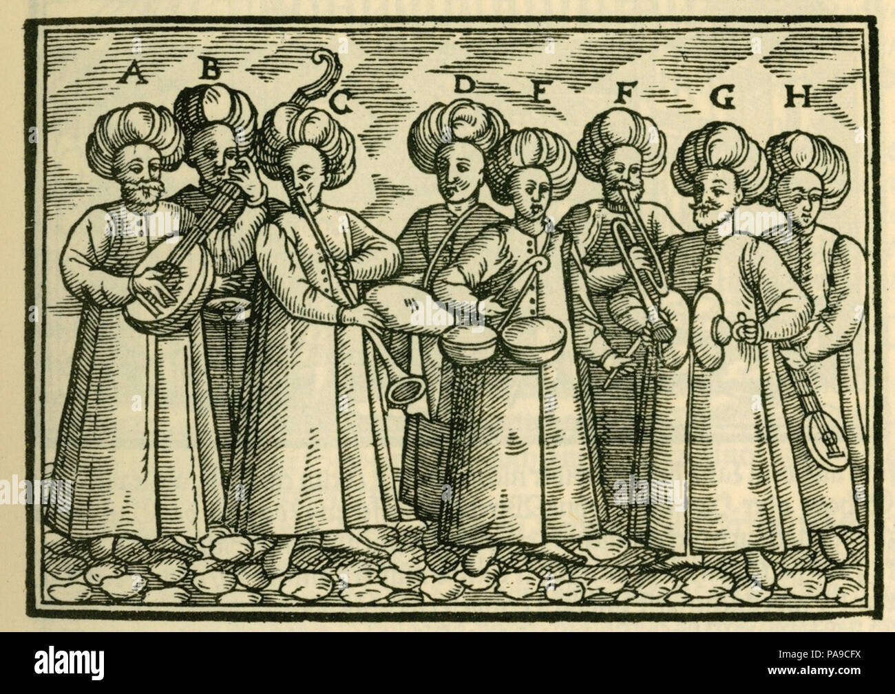 (189) turc ottoman musiciens - Schweigger Salomon - 1608 Banque D'Images